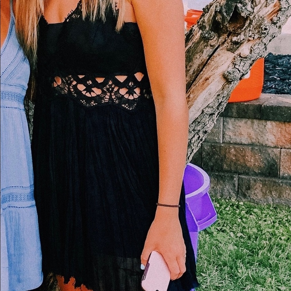 Free People Boho Black Mini Dress